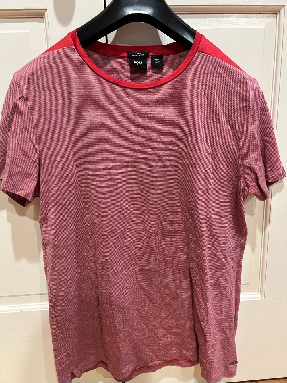 Hugo Boss Two-Tone Red Crewneck Short Sleeve Tee